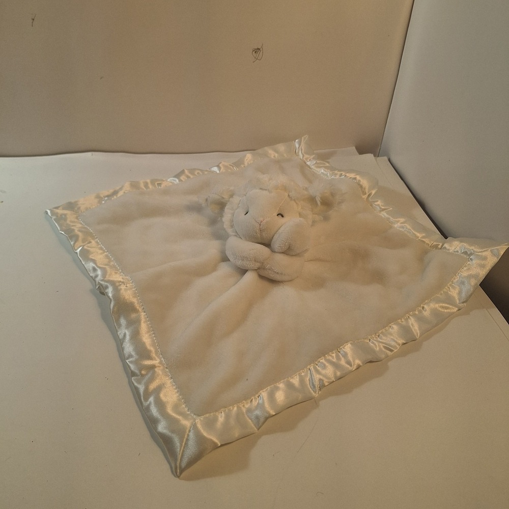 Carters White Lamb‎ Sheep Sleeping Baby Security Blanket Lovey Satin